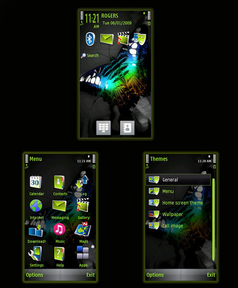 nokia 5800 schémata, motivy, themes